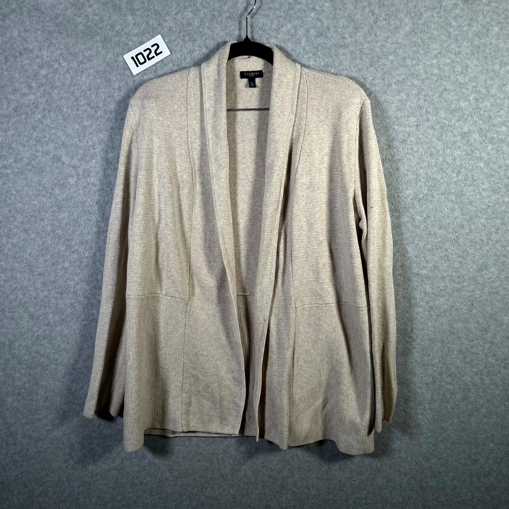 Talbots‎ Cardigan Sweater Womens Medium Gray Shawl Collar Long Sleeve Winter